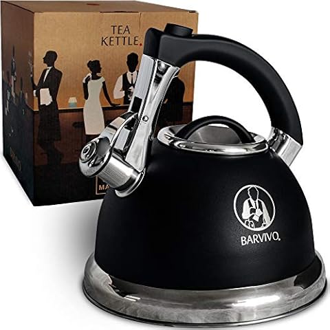 BARVIVO Whistling Tea Kettle - 3 Quart Large Size - Perfect Tea Pots for Stove Top for Preparing Hot Water for Coffee or Tea - Stainless Steel Tea Kettle Water Boiler Suitable for All Stovetops Cover