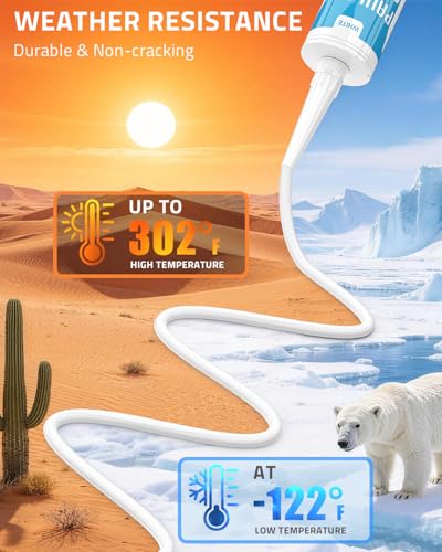 Image of PAULINN 12 Packs White Silicone Sealant 100% Waterproof Silicone Caulk