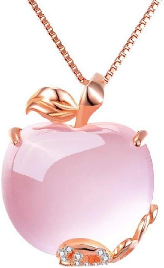 Yevison Women's Necklace Apple Shape Crystal Pendant Jewellery Rhinestone Decoration for Romantic Engagement Wedding Christmas Valentines Party Gift Durable and Useful