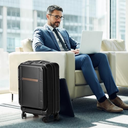 Karl home Bagagem de mão aprovada por companhias aéreas de 56 x 35 x 23 cm, mala rígida ABS + PC com