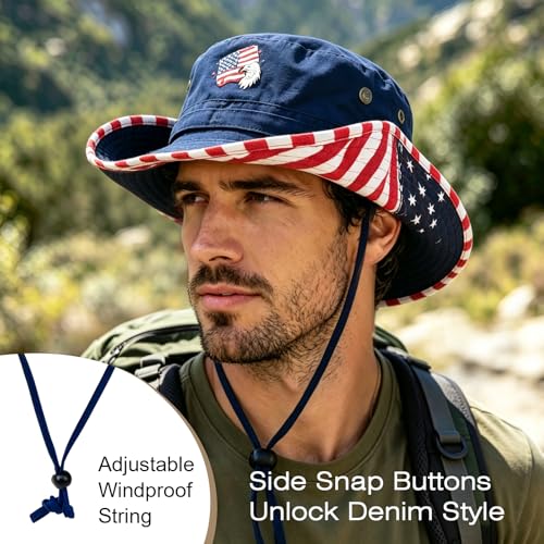Image of Bucket Hat Wide Brim UV Protection Sun Hat Boonie Hats Fishing Hiking Safari Outdoor Hats for Men and Women