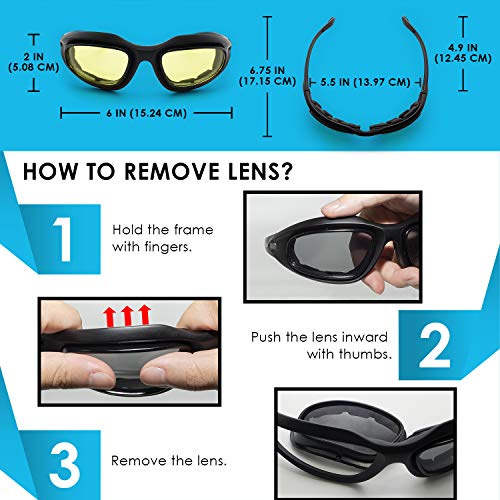 Vcan Polarized Motorcycle Riding Sunglasses Black Frame With 4 Lens Kit For Outdoor Activity Sport #TOP2