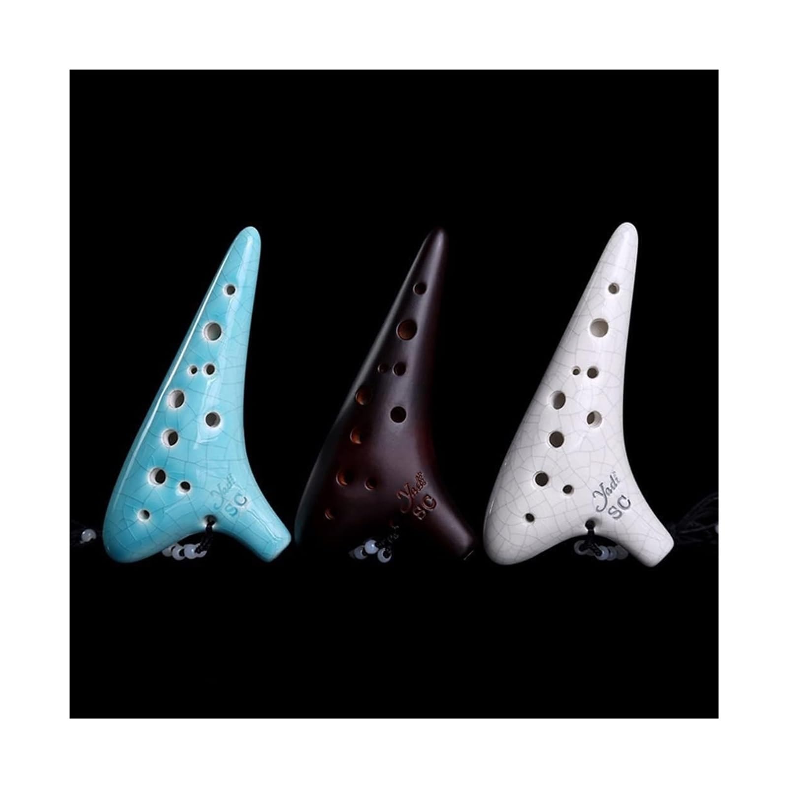 Ceramiczny instrument do zabawy z 12 otworami, okaryna, odpowiedni dla początkujących, dorosłych, okaryna (biała)