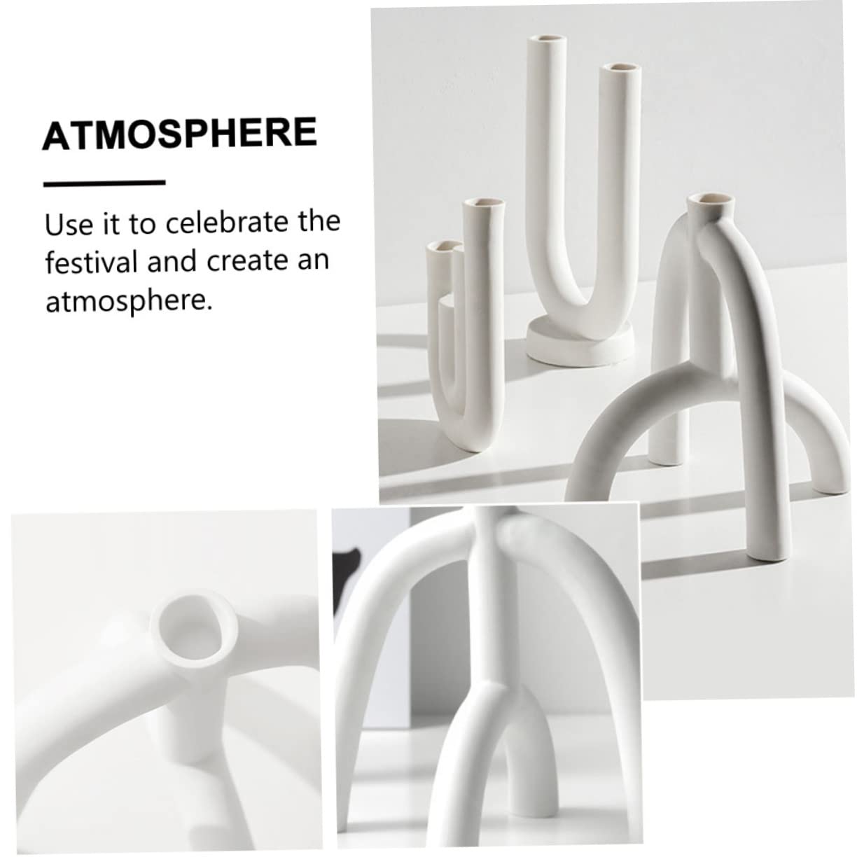 Ciieeo Candelabro y Uso Duradero Blanco Diseño Simple de Cerámica para Adorno del Hogar en Festivales y Bodas