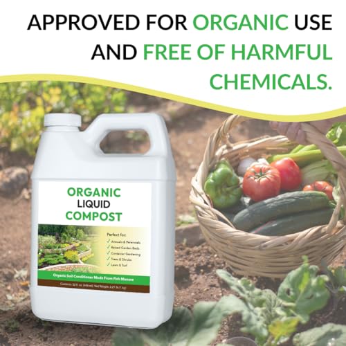 Image of Organic Liquid Compost - Fast-Acting Compost Tea Concentrate | Infused with Broad Spectrum of Soil Enriching Microbes | for Trees, Shrubs, Lawns & Raised Beds (32oz Treats Up to 5,000 Sq Ft)