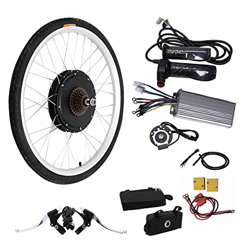 Jayeuw Electric Bike Conversion Kit, 48V 1000W/ 36V 250W Electric Bicycle Motor Kit Front/Rear Wheel E-Bike Conversion Kit Bike Hub Motor For 26"/20" Bike (48V 1000W Rear Wheel For 26") #TOP7