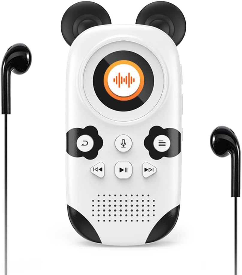 16GB MP3 Player for Kids, Cute Panda Portable Music Player MP3, Child MP3 Player with Bluetooth 5.0, Speaker, FM Radio, Voice Recorder, Alarm Clock, Stopwatch, Pedometer, Support up to 128GB