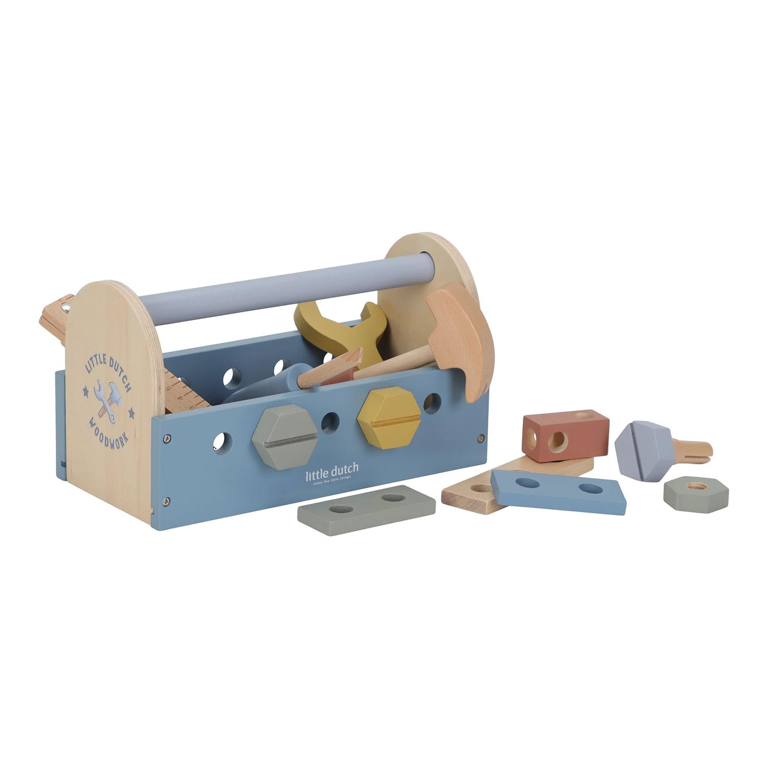 Little Dutch 2544 Holz Kinder Werkzeugkasten 22-teilig - blau