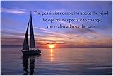 SUNSET sailboat INSPIRATIONAL POSTER 24X36 SAILOR'S quote WISDOM realism