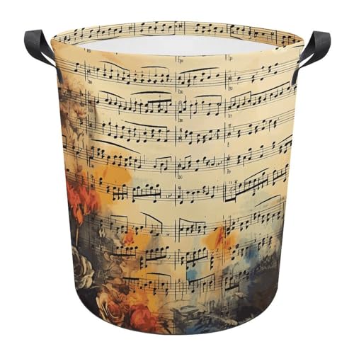 Panier à linge pliable grand format imprimé notes de musique pour buanderie
