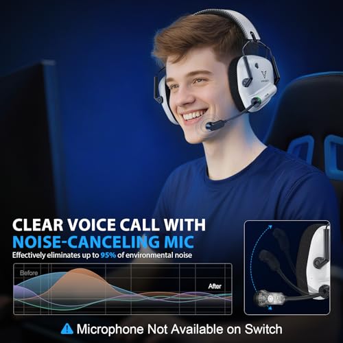 Image of Vakedy Wireless Gaming Headset for PS5, PC, PS4, Mac, Switch, 2.4GHz Low Latency USB Dongle, Bluetooth 5.4 Headset with Noise Cancelling Mic, 50mm 3D Audio Driver, RGB Lights, 50H Battery