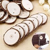 50tlg. Rund Form Holz Anhänger Geschenkanhänger Namenskarte Basteln Hochzeit Party Deko Selbstgestalten - 3