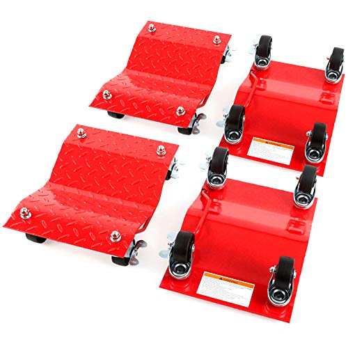 4 - Red 12 Inches Tire Premium Skates Wheel Car Dolly Ball Bearings Skate Makes Moving A Car Easy Furniture Movers #TOP1