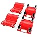 4 - Red 12 Inches Tire Premium Skates Wheel Car Dolly Ball Bearings Skate Makes Moving a Car Easy Furniture Movers
