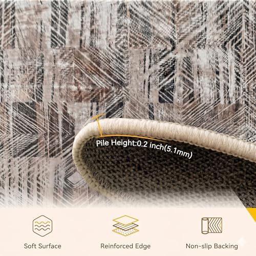 Image of Medallion Vintage Look Carpet for Living Room Bedroom Dining Room | Washable Area Rug with Non Slip TPR Backing | Modern Floor Carpet for Home(Design01-5x7 Feet)