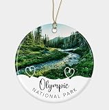 Lerime66 Olympic National Park Christmas Ceramic Ornament- Olympic National Park Travel Souvenirs in Washington-Us Ornament Christmas Tree Decor Gift Friends- Family Printed on Both Sides