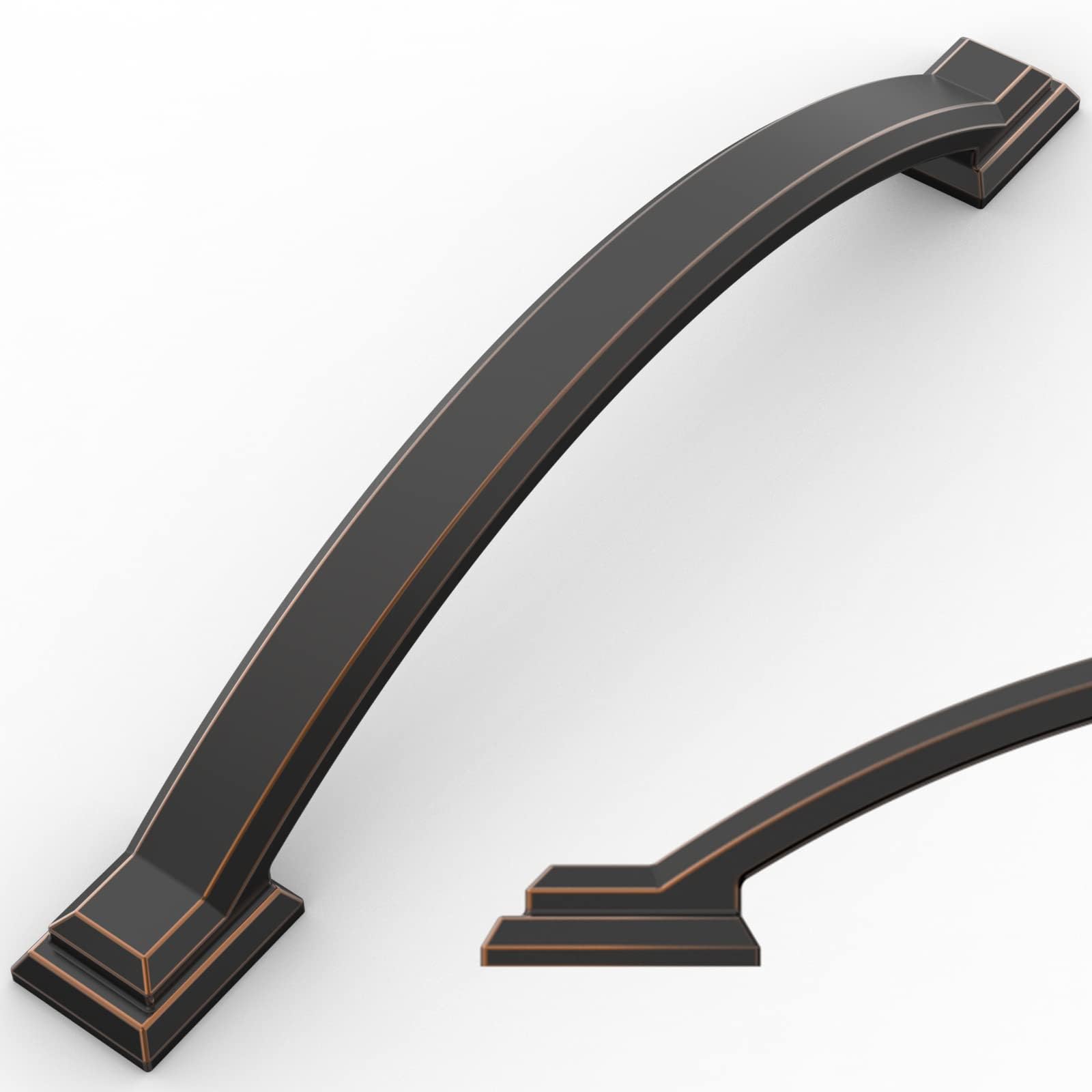 Amerdeco 10 Pack Oil Rubbed Bronze Cabinet Pulls 6.3 Inch(160mm) Hole Centers, Handles for Kitchen Cabinet Hardware, Arch Cabinet Handles for Bathroom Drawer Handles ZH0016