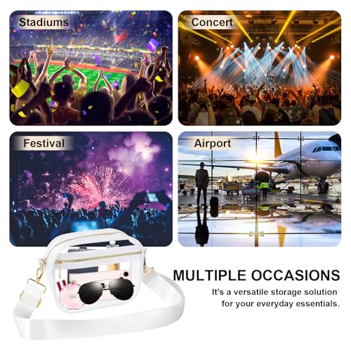 Image of Fibrdoo Clear Bag Stadium Approved, Leather Clear Crossbody Purse Bag for Concerts Sports Events Festivals