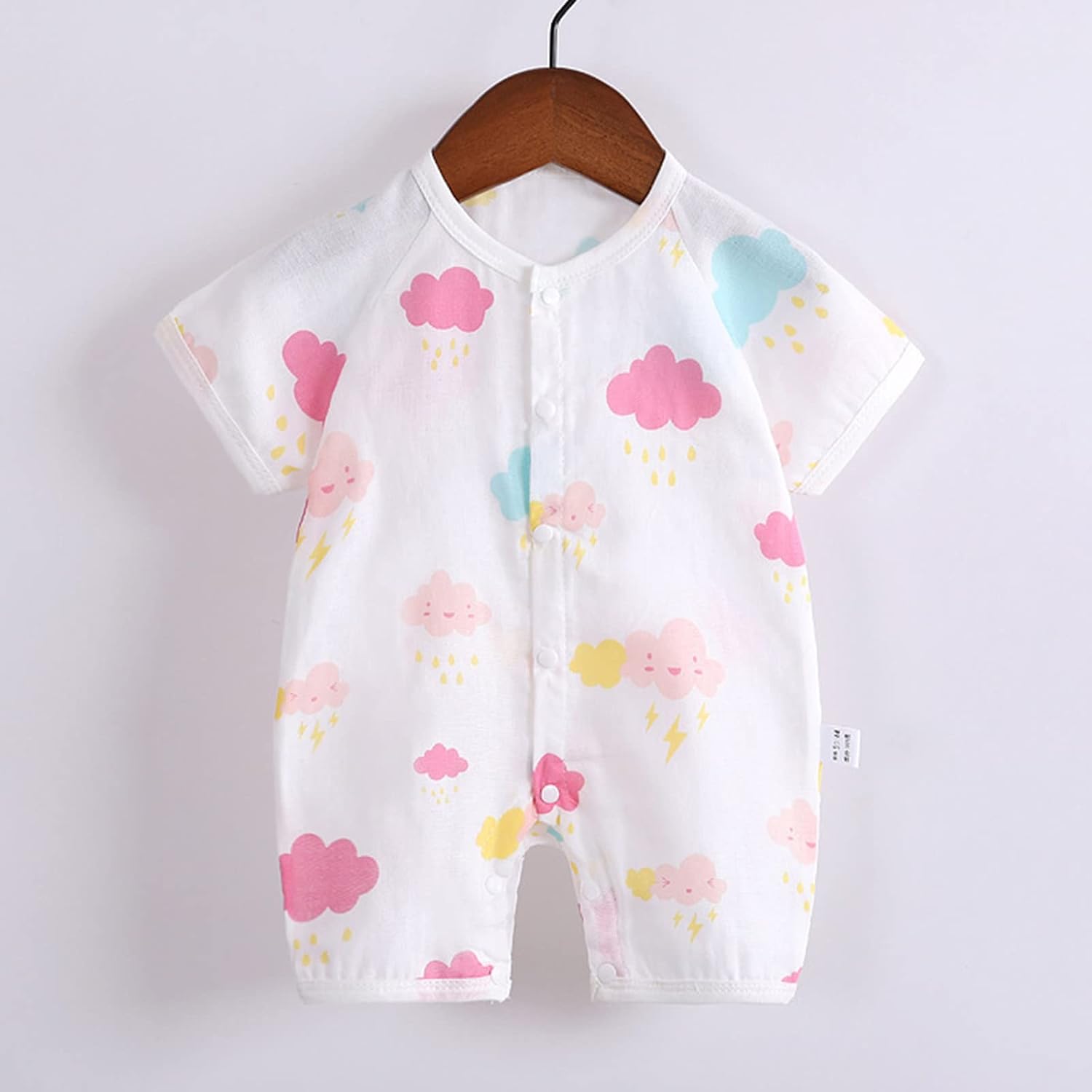 Summer Outfit Newborn Infant Baby Girls Boys Cotton Linen Button Cartoon Dinosaur Floral Baby (Pink, 12-18 Months)