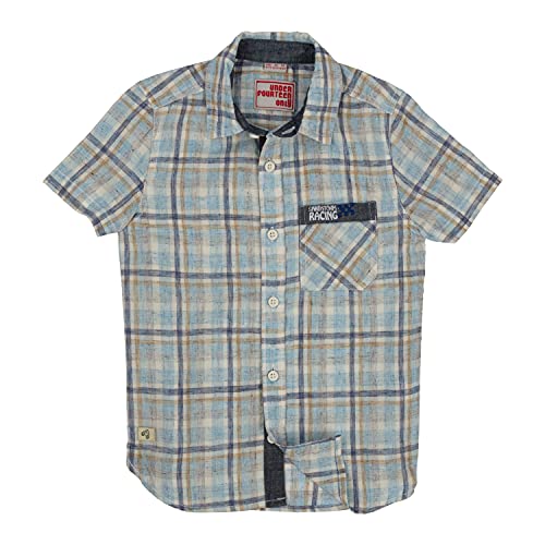 Image of Under Fourteen Only Boys Shirt, 100% Cotton Half Slevees Narrow Collar Regular Fit Printed Shirts for Kids Boys. Off White