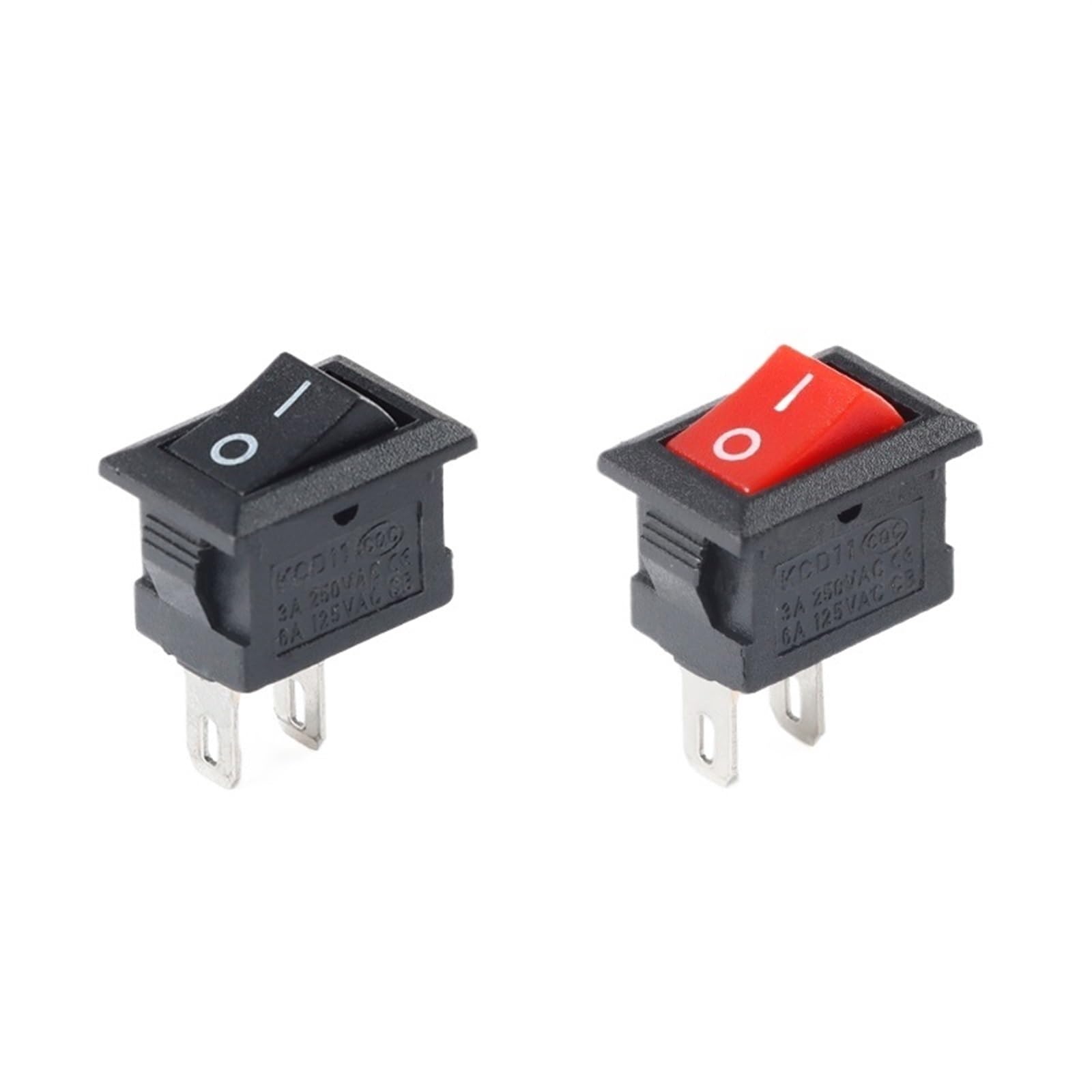 Mini interrupteur bascule KCD11 SPST 2 broches 3A marche arrêt encliquetable rouge - 5