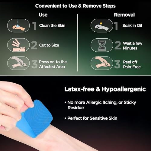 Image of Dr Trust USA Kinesiology Tape For Sports Injury, Muscles Pain Relief, Waterproof Athletic Ktape For Arms, Knee, Shoulder, Legs, Ankle, Adhesive Compression Bandage 5 m X 5 cm (Blue)