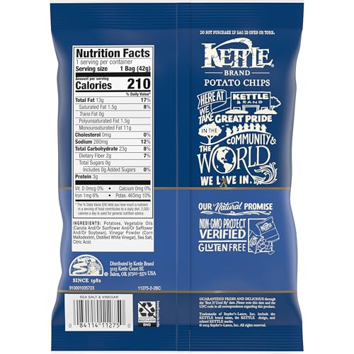 Image of Kettle Brand Potato Chips Sea Salt & Vinegar, 1.5 Oz