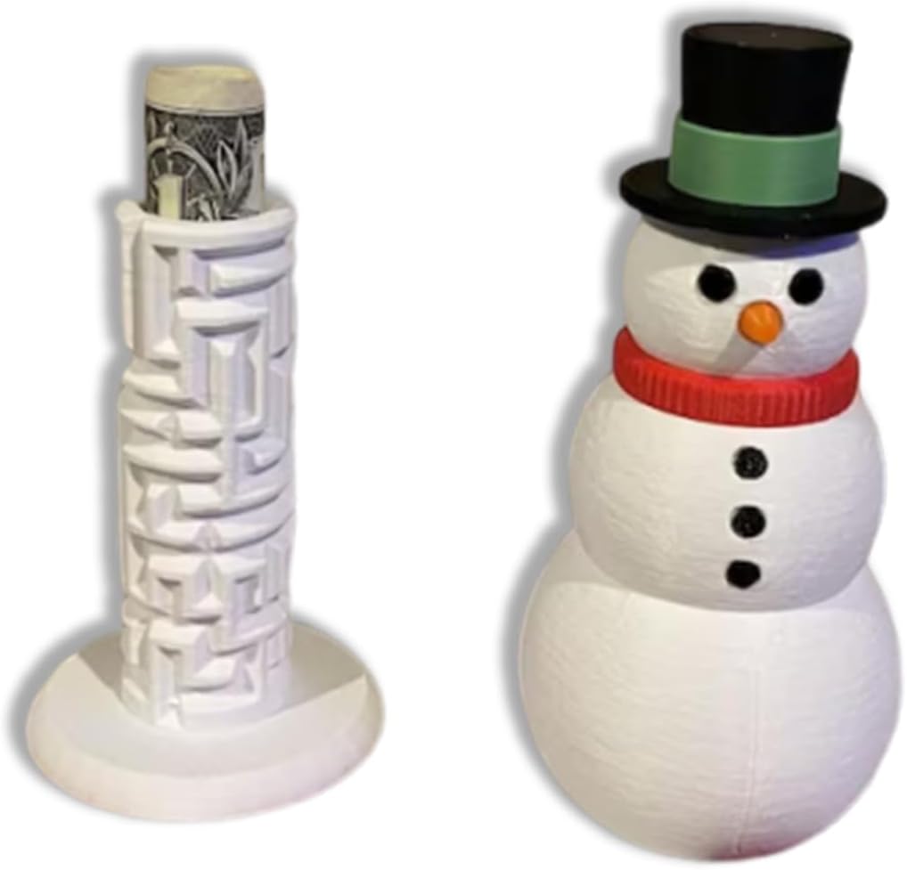 Snowman Money Puzzle Box for Cash Gift Fun Christmas Cash Maze Gift Box Money Holder for Kids Teens Adults 3D Puzzle Box with Hidden Compartment Holiday Stocking Stuffer