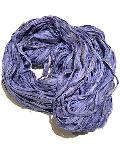 Sari Silk Ribbon Yarn For Knitting, Crochet, Jewelry Making, Gift Wrapping 100 Grams (Light Blue) #TOP4