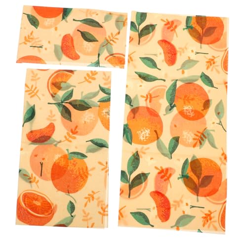 DIYEAH 3 Hojas Paños de Cera de Reutilizables Orgánicos para Alimentos de Envoltorios Sostenibles para Conservar Frescura de Días Alternativa Natural al Plástico Fácil de Lavar y Secar