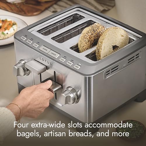 Image of Lotus Toaster, 4-Slice Toaster with Bagel Function and Two 7-Setting Shade Selectors, The Four Slice, 1800 Watts, Stainless Steel, Professional Series, LTSTR504