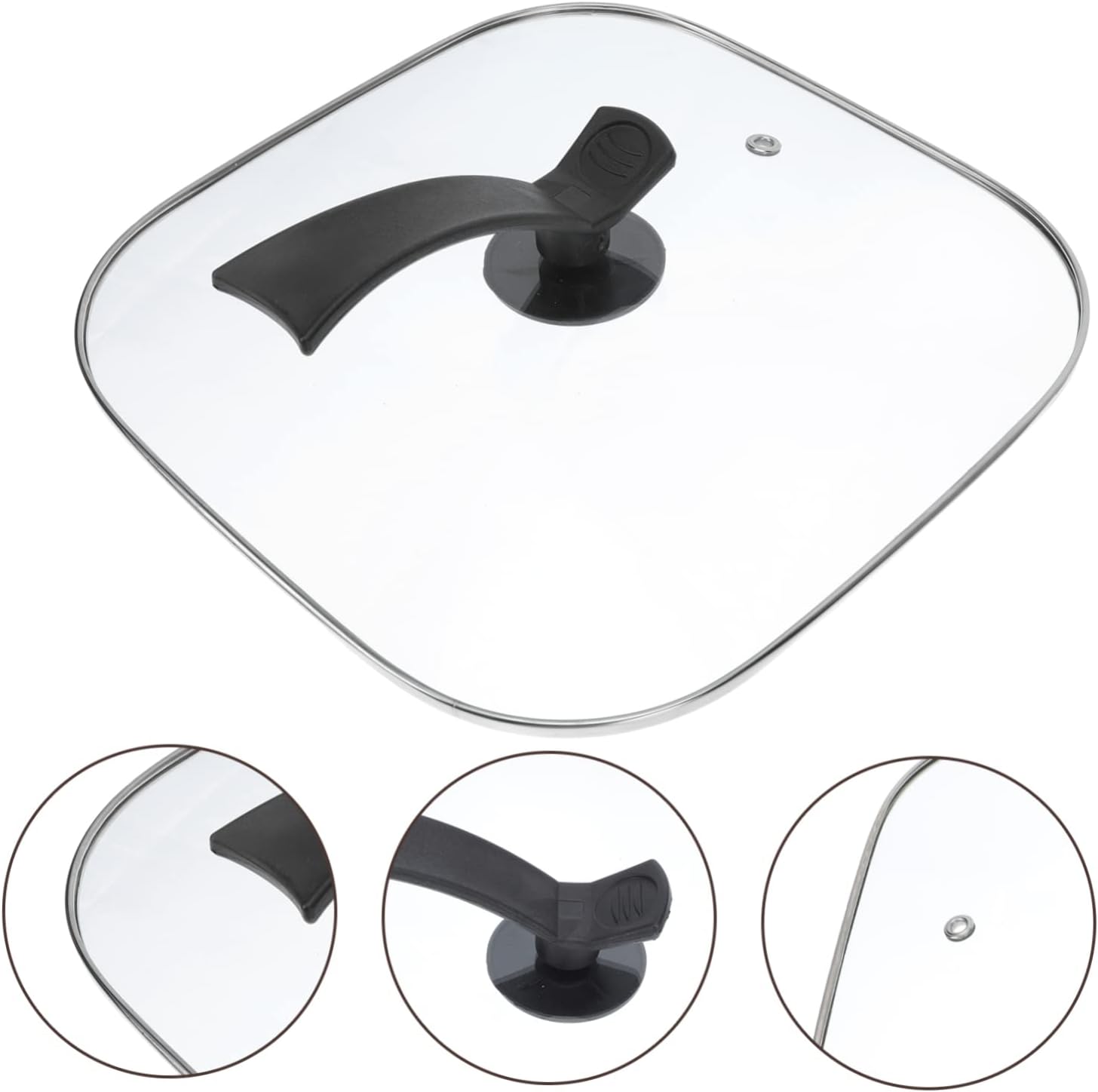 Healifty 1pc Square Electric Skillet Lid Tempered Glass Pot Cover Pan Lid for Cooking
