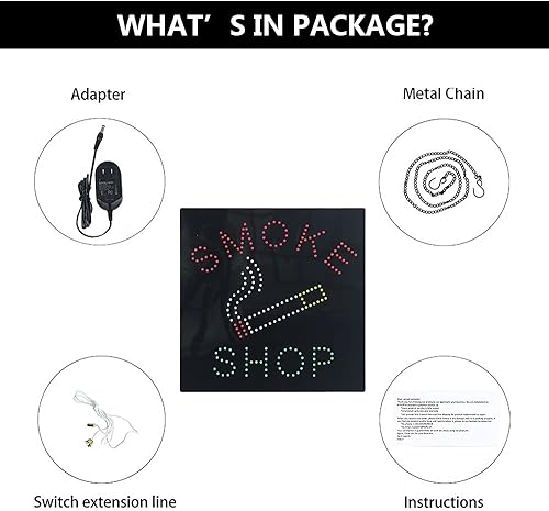 Miniatura 6 de Letrero LED para tienda de humo, para negocios, letrero abierto LED súper brillante para tienda de humo, letrero eléctrico de publicidad para