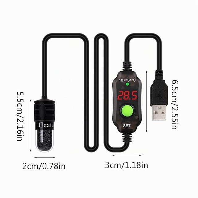 Foto 5 de 8 de Calentador de acuario de 10 W, Mini USB Calefacción de acuario con pantalla de calentamiento sumergible…