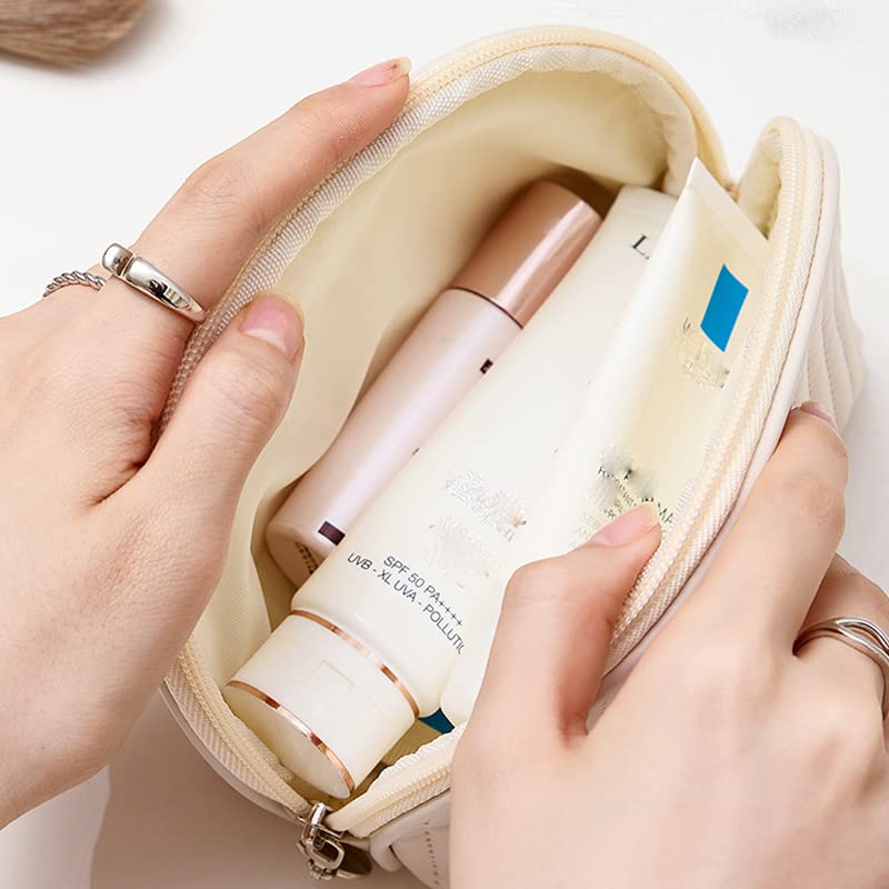 IKAAR Make Up Bag Small Cosmetic Bag Portable Travel Makeup Pouch Portable Toiletries Bag PU Leather Make up Bag Cosmetic Travel Bag Zipper Pouch Organzier for Women Ladies Girls Gift - Image 3