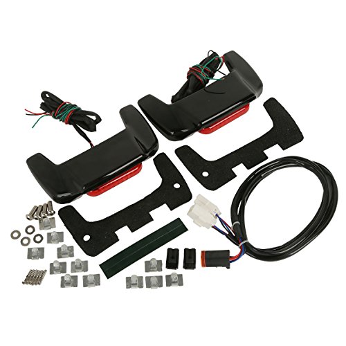 XMT-Moto Vivid Black Hard Saddlebag Lid LED Spoiler Kit Fit Harley Touring Saddlebag lids 1993-2013