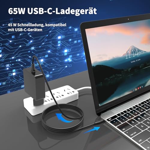 65W USB-C Laptop Oplader Kabel voor ASUS Zenbook, HP EliteBook, Lenovo Thinkpad, Dell, Huawei Matebook, Acer - Afbeelding 3