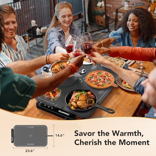 Image of Warming Mat for Food, Waterproof Warming Tray for Buffets Party, Food Warmer with 7 Temperature Settings, Roll-Up Storage, 23.6 inchx14.6 inch, Grey