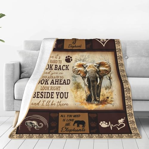 Elephant Blanket Elephant Decor Throw Blanket Super Soft Flannel Lightweight Fluffy Plush Cozy Fuzzy Fleece Wild Animal Blanket Gifts for Girl Boys Woman Man Kids Adults for Bed Sofa 60"X80"