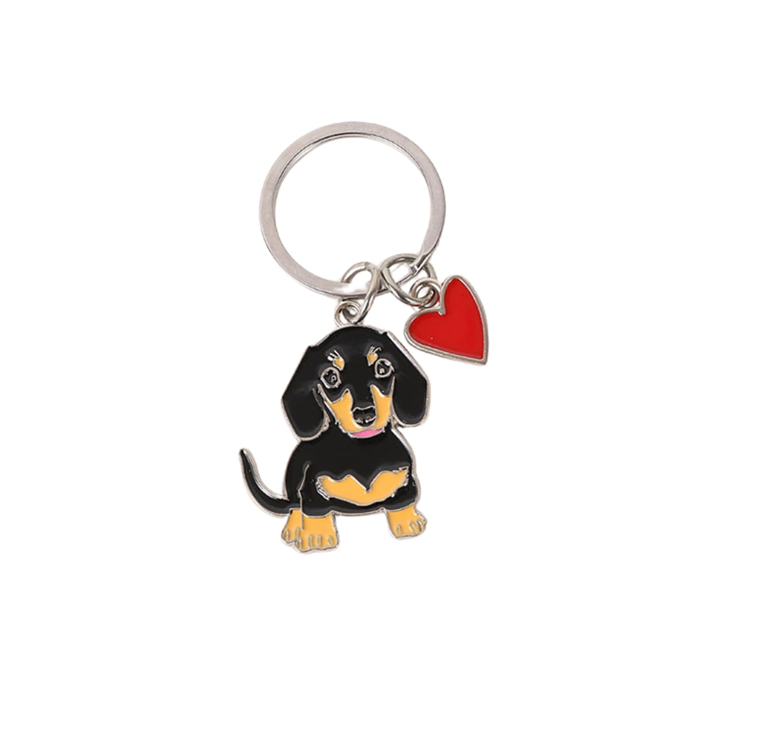 BT Bear Keychain,Dog ID Tag Cute Metal Dog Keychain Keyring Keyfob Bag Charm (Dachshund Love)