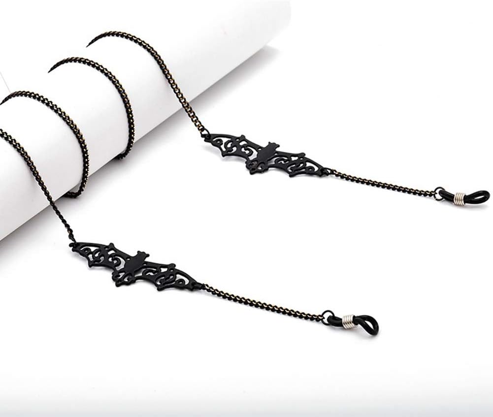 PINKSEE Women Men Glasses Chain Black Bat Eyeglass Strap Holder Eyewear Retainer