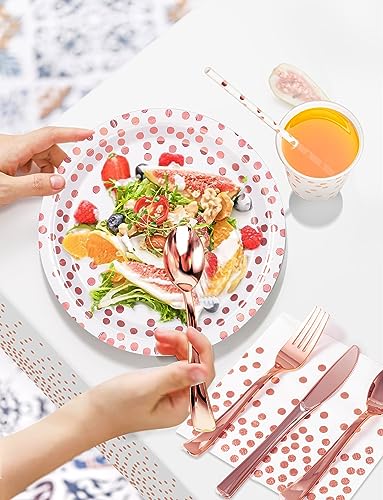 Image of Nkaiso 141Pcs Rose Gold Paper Plates and Napkins Party Supplies for20