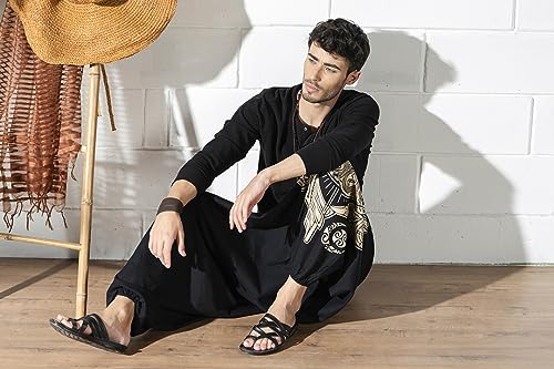 Image of The Veshti Company Printed Harem Pants for Men's Cotton Hippie Style Baggy Boho Yoga Pajama Pant with Pocket