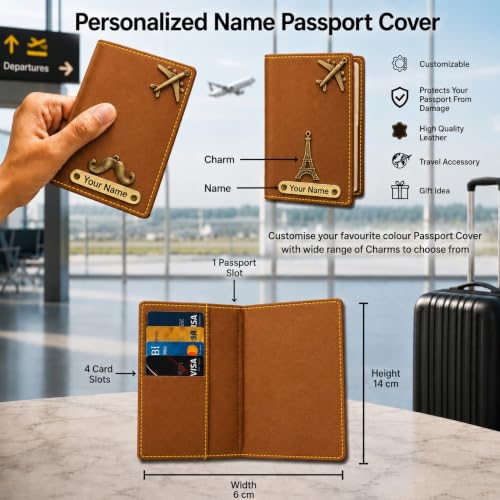 Image of Travel Gift Set for Men | Personalized Wallet, Passport Holder, Sunglass Cover & Keychain | Custom Name Gift