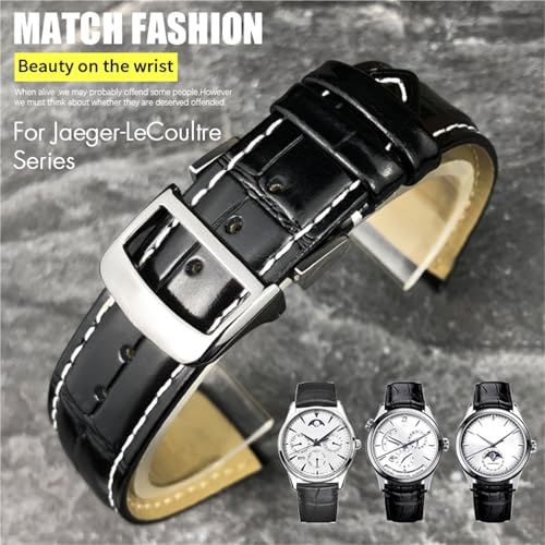 Bracelet de montre en cuir véritable bleu 19mm compatible Master Moonphase - 6