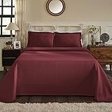 SUPERIOR Jacquard Matelasse Fleur De Lis 100% Cotton Medallion 3-Piece Bedspread Set - Queen, Garnet