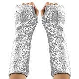 Sparkly Sequin Gloves Long Fingerless Gloves Rave Party Fashion Coasplay Costume Accessories for Women and Girls