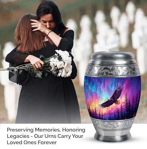 Image of Eagle Urn - Large Burial Urns for Human Ashes Adult Female - Memorial Funeral Urn - Decorative Urns - Combo of 10 Inch & 3 Inch