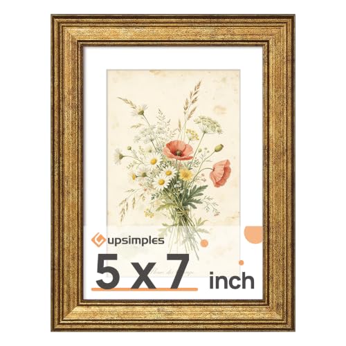 Image of upsimples 5x7 Picture Frame, Vintage Frames Decor, 1Pack Bronze | Fit 4x6 and 5 x 7 Photo, Wall or Tabletop Display, Antique-style Decoration, Rustic Farmhouse Decor, For Weddings