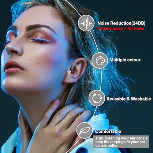Image of YomauiYee High Fidelity Concert Earplugs for Concerts Musicians, Music Festivals, Earplugs for Noise Reduction, 24db 2 Pairs